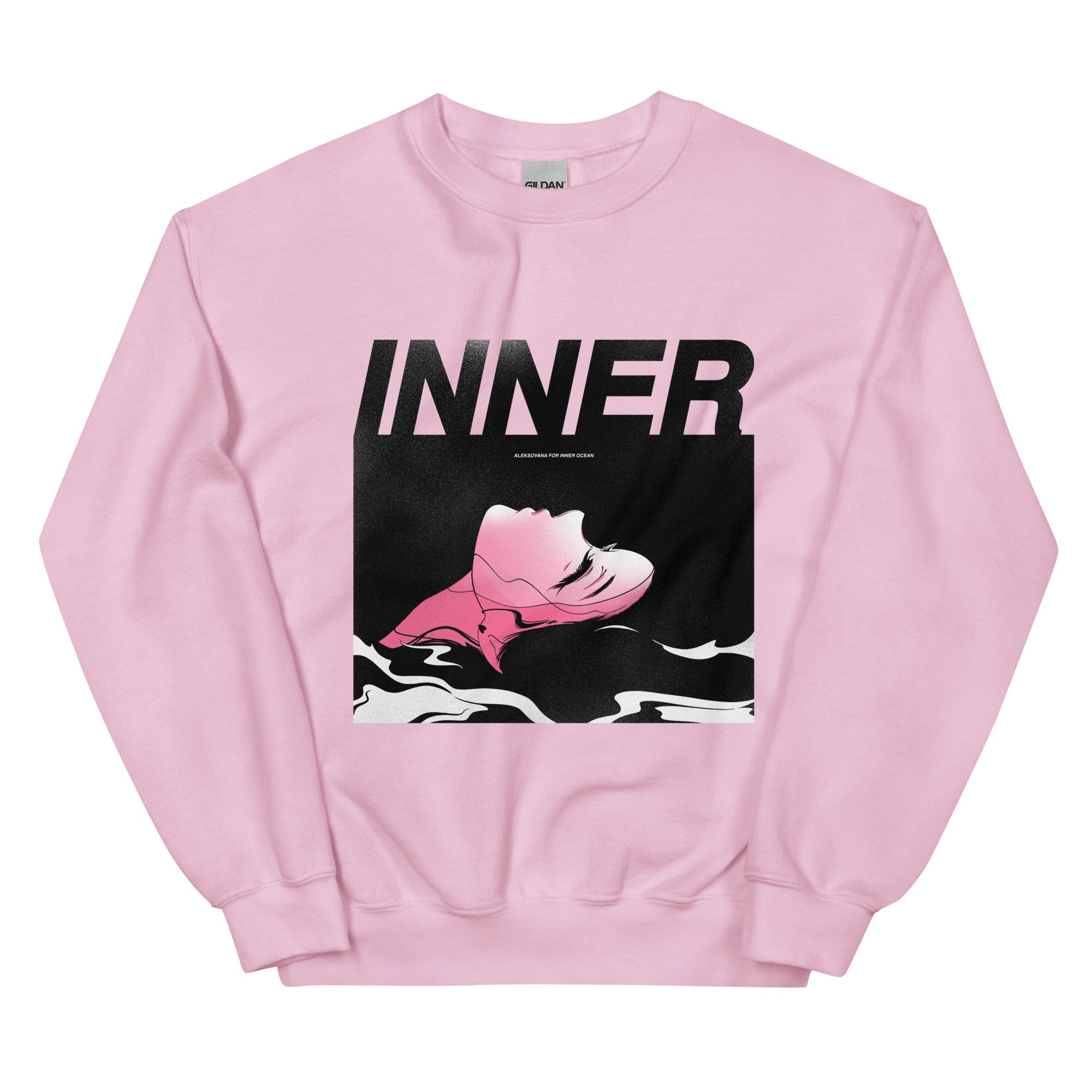 Aleksovana for Inner Ocean Crewneck (Black) - Inner Ocean Records