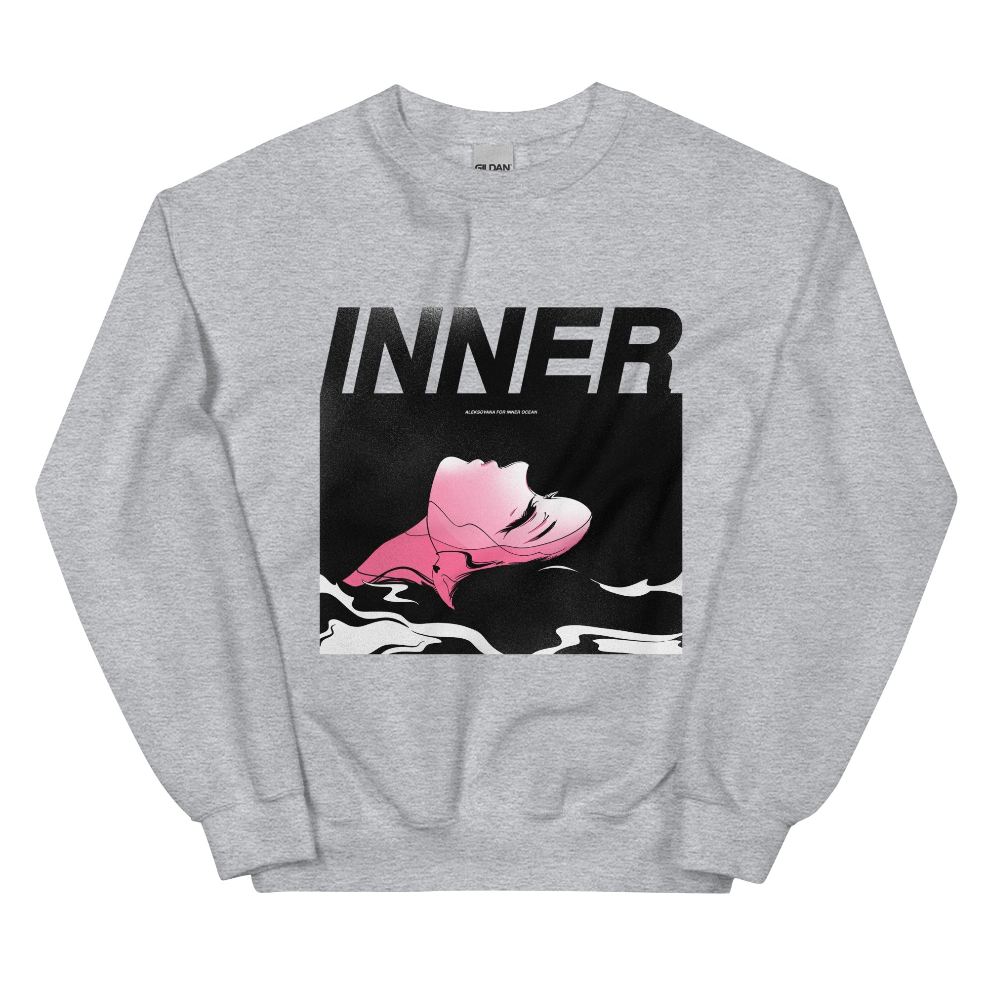 Aleksovana for Inner Ocean Crewneck (Black) - Inner Ocean Records