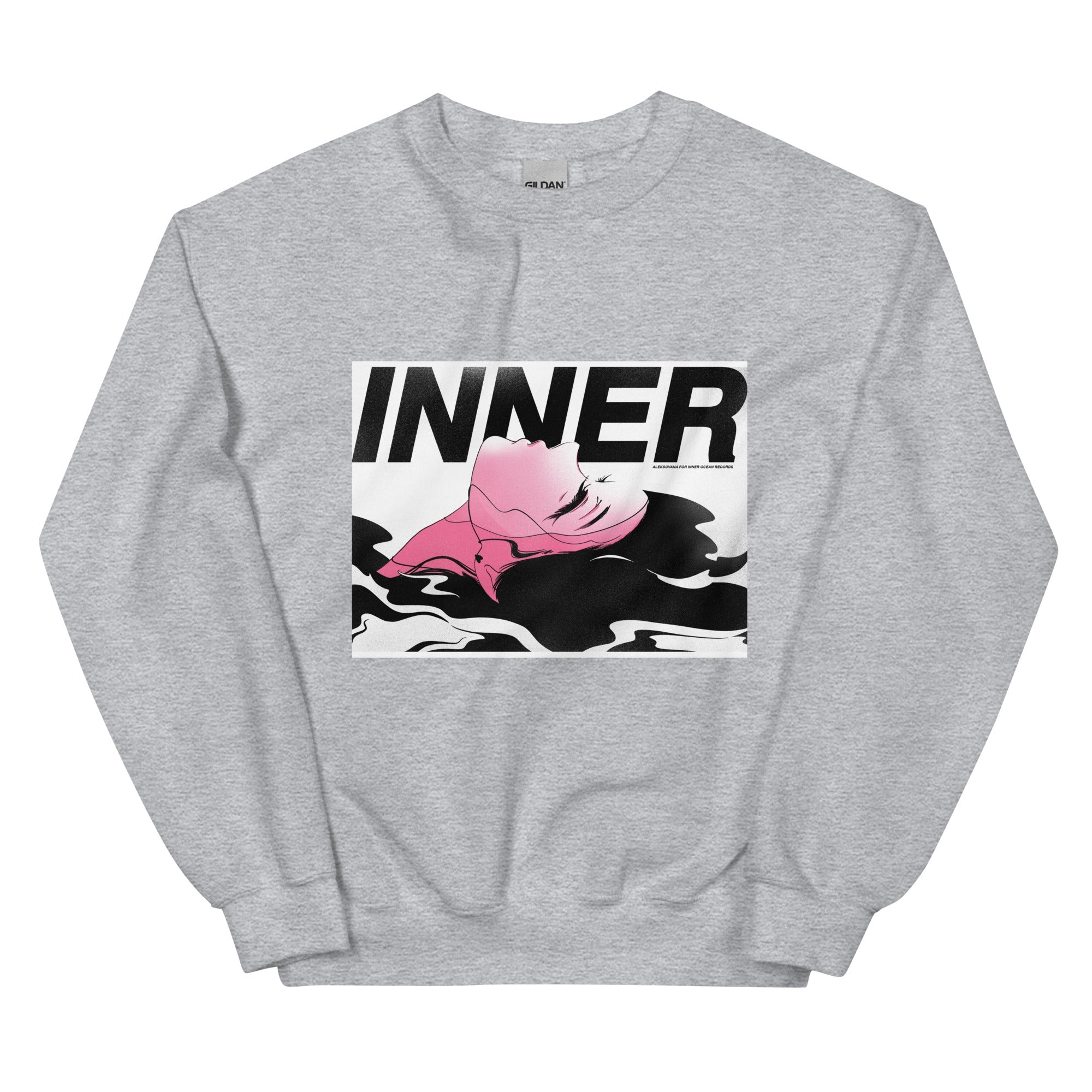 Aleksovana for Inner Ocean Crewneck (White) - Inner Ocean Records