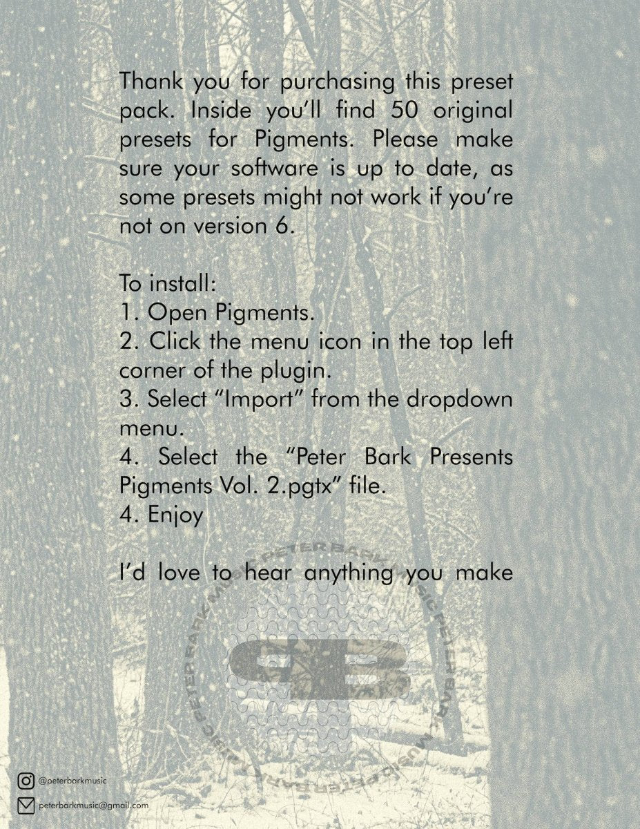Pigments Presets Vol. 2 by Peter Bark - Inner Ocean Records